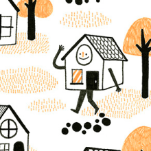 "Little Houses". Traditional illustration, and Character Design project by Alejandra Morenilla - 06.13.2014