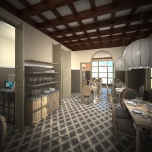 Restaurante en una antigua Casa Modernista. Een project van 3D, Interactief ontwerp e Interieurontwerp van Elena Luque Pérez - 18.06.2014