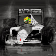 Ilustración Ayrton Senna . Ilustração tradicional projeto de Luis Ramón Castilla Rosa - 03.07.2014
