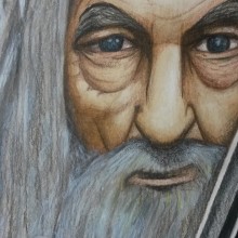 Gandalf´s illustration. Design, Traditional illustration, Fine Arts, Graphic Design, Painting, T, and pograph project by Noemí Luque - 07.05.2014