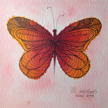 Fire butterfly. Een project van  Ontwerp, Traditionele illustratie, Craft,  Beeldende kunst y Schilderij van María Contreras - 12.07.2014