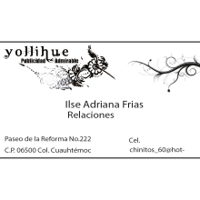 Tarjetas personales Agencia Yollihue. Design projeto de Nitzia Venegas Torres - 17.07.2014