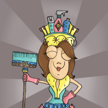 Reina de la limpieza / Queen of cleaning . Traditional illustration, and Character Design project by Oriana Chalbaud - 01.29.2014