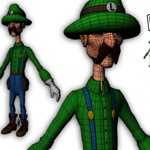  Luigi character Modeling and Texturing 3D in Autodesk Maya . Design, 3D, Animation, Fine Arts, and Game Design project by Ferran Lavado - 07.27.2014
