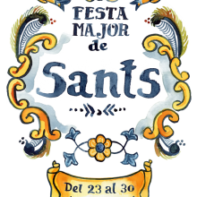 Propuesta cartel poster Fiesta Mayor de Sants · acuarela. Un proyecto de Diseño, Ilustración tradicional y Pintura de Natalia Vallès López - 29.04.2014