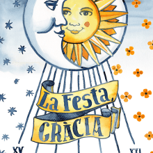Cartel Oficial Fiestas de Gracia 2014 · acuarela poster. Un proyecto de Ilustración tradicional, Diseño gráfico y Pintura de Natalia Vallès López - 29.07.2014