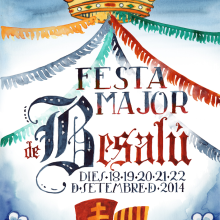 Propuesta cartel poster Fiesta Mayor de Besalú · acuarela. Un proyecto de Ilustración tradicional, Diseño gráfico y Pintura de Natalia Vallès López - 30.06.2014