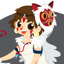 Mononoke Hime. Traditional illustration, and Character Design project by Ana Rois Ortiz - 09.02.2014