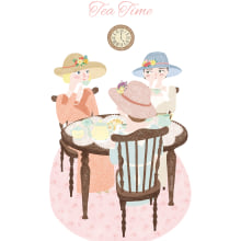 Tea Time. Design, Traditional illustration, and Character Design project by Marta Ángel Ruiz - 05.28.2014