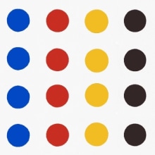 composición -  24 puntos en azul , rojo, amarillo oscuro y  negro. Un progetto di Belle arti e Pittura di Bernardo Santiago Angeles - 02.09.2014