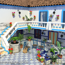 Andalusian-mediterranean courtyard // Patio andaluz-mediterráneo. Motion Graphics, 3D, e Arquitetura projeto de Fran Alburquerque - 24.06.2014