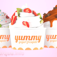 Yummy - frozen yogurt // Yummy, anuncio de una marca de yogurt helado. Publicidade, Motion Graphics, 3D, e Animação projeto de Fran Alburquerque - 14.09.2014