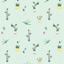 pattern – cactus. Traditional illustration project by Bárbara Miret - 09.25.2014