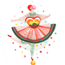 Acrobat Gum (acuarela y rotulador). Un proyecto de Diseño, Ilustración tradicional, Diseño de personajes y Bellas Artes de Olga M. - 27.09.2014