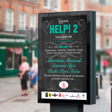 Diseño cartel festival HELP! 2. Un proyecto de Diseño y Diseño gráfico de Alberto Vázquez - 24.09.2014