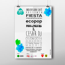 Cartel Fiesta Presentación Ecopop 2014. Een project van  Ontwerp y Grafisch ontwerp van Alberto Vázquez - 30.09.2014