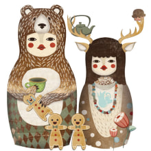 RUSSIAN DOLLS . Traditional illustration project by Elena Catalán - 06.13.2014