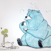 Blue bear sketch. Traditional illustration, and Character Design project by Heura Salinas Vilaseca - 10.15.2014