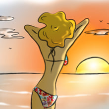 Beach Girl. Ilustração tradicional, e Design de personagens projeto de Albert Baldó - 15.07.2014