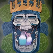 Skull King: Acrilico sobre lienzo.. Un proyecto de Ilustración tradicional y Bellas Artes de Rojo Martínez - 20.10.2014