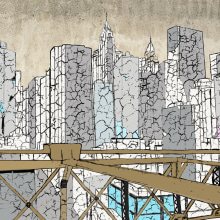 New York bidimensional air space. Een project van Traditionele illustratie,  Art direction y Grafisch ontwerp van David Delgado Ruiz - 23.10.2014