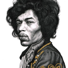 Jimi Hendrix. Traditional illustration, and Fine Arts project by Jan Serra - 11.01.2014