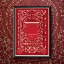 Red Solo Cup. Design, Ilustração tradicional, Design gráfico, Serigrafia, e Caligrafia projeto de Vicente Yuste - 10.11.2014