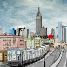 Brooklyn Subway New York. Ilustração tradicional, Design editorial, e Artes plásticas projeto de David Delgado Ruiz - 11.11.2014