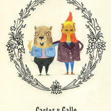 Castor y Gallo. Traditional illustration project by vanessa santos - 11.18.2014