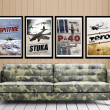 WWII posters (aviones). Traditional illustration, and Graphic Design project by Ignacio Ballesteros Díaz - 11.28.2014