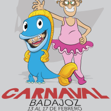Cartel carnaval Badajoz 2015. Un proyecto de Diseño, Ilustración, Diseño de personajes y Diseño gráfico de Pablo Fernandez Diez - 02.12.2014