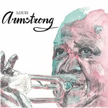 Louis Armstrong. Design, Traditional illustration, and Calligraph project by Javier Peña Martínez - 12.15.2014
