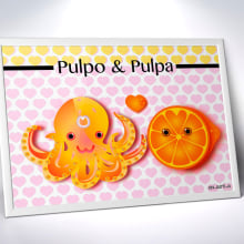 Ilustraciones Pulpo&Pulpa. Un proyecto de Ilustración tradicional, Diseño de personajes, Diseño gráfico y Packaging de Marta Velasco Zurro - 12.12.2013