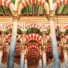 Acuarela: Mezquita de Córdoba. Un proyecto de Diseño, Ilustración tradicional y Arquitectura de Tamara Castro Laplaña - 20.09.2014