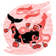 cachalote, calamar fight!!. Un proyecto de Ilustración tradicional de Dani Blanc - 18.01.2015
