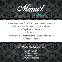 Tarjeta y flyer para la estética "Mima't". Un proyecto de Diseño gráfico de Laura Renart Macías - 28.05.2014