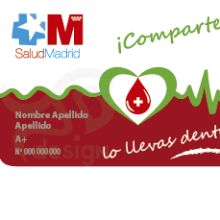 Tarjeta Donante de Sangre de la Comunidad de Madrid. Un proyecto de Diseño, Diseño gráfico, Diseño de la información y Diseño de producto de Javier Darío García Fernández - 19.01.2015