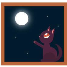 The cat and the moon. Design, Traditional illustration, and Animation project by Judith Neumann - 01.30.2015