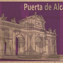 Ilustración Puerta de Alcalá. Ilustração tradicional projeto de Santos Barrios Gragero - 05.02.2015
