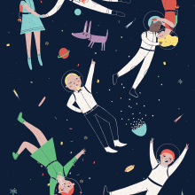 Cosmic Party. Traditional illustration project by Marta Ángel Ruiz - 02.09.2015