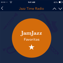 Aplicación Radio Jazz. UX / UI projeto de Aimée Balcázar - 31.01.2015