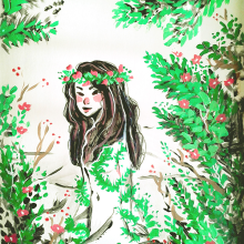 Forest Girl - Acrylics painting. Un proyecto de Diseño, Ilustración tradicional, Bellas Artes y Pintura de Marta Llumbart Jambert - 15.02.2015