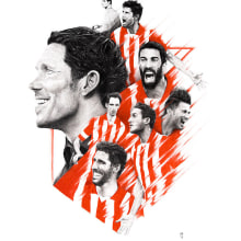 Atlético de Madrid 13-14. Ilustração tradicional projeto de Joaquín Rodríguez - 15.04.2014