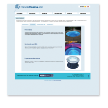 Planeta piscina · Diseño y desarrollo web. Un proyecto de Diseño gráfico, Diseño Web y Desarrollo Web de ÒXID Comunicació - 26.03.2015