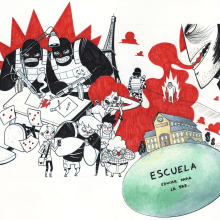 Escuela, Educar para la Paz.. Ilustração tradicional projeto de Pol Cunyat Gas - 25.03.2015