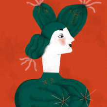 Puzzle set Tres Mujeres Cactus. Traditional illustration, and Character Design project by Raquel Feria Legrand - 02.08.2015