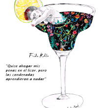 Frida se bebe sus penas. Un proyecto de Diseño, Ilustración, Artesanía y Bellas Artes de Ángela Muruve Luna - 14.04.2014