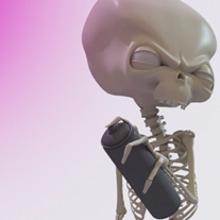 Esqueleto alien graffiti. 3ds max. Un proyecto de Diseño, Ilustración tradicional, 3D y Diseño de personajes de laurrakamadre.com - 16.04.2015