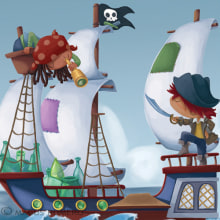 Ecovidrio y los piratas.. Traditional illustration project by macus romero - 04.20.2013