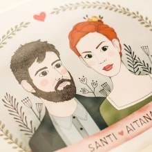Retrato Santi & Aitana. Ilustração tradicional projeto de Estíbaliz Ferrete - 23.04.2015